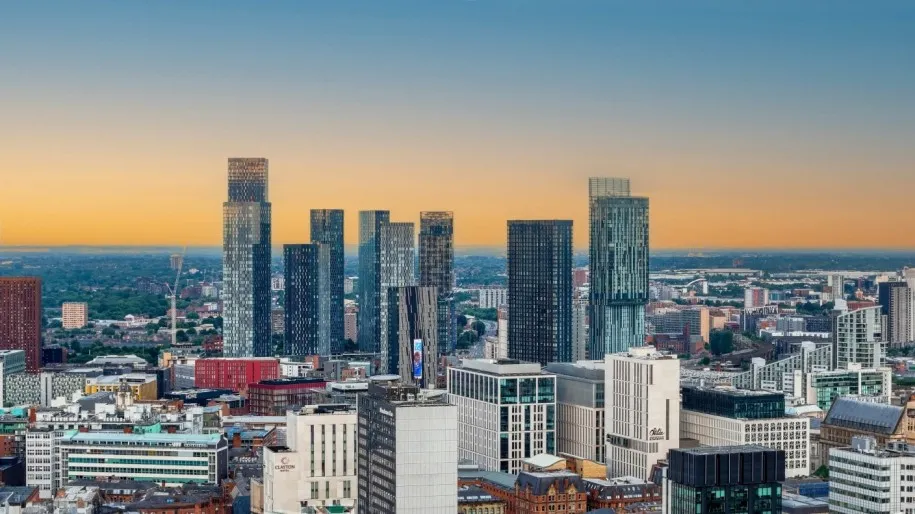 The Manchester skyline, home to many vegan and vegetarian restaurants